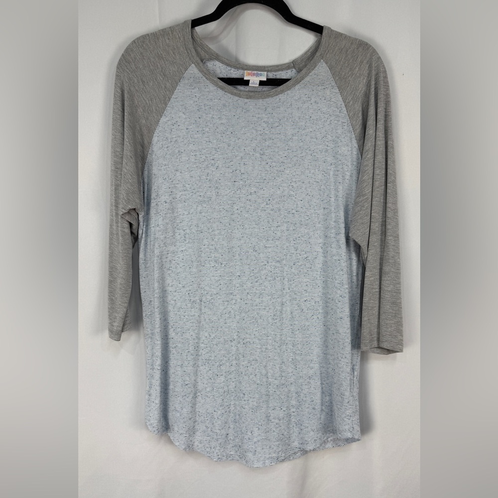 LuLaRoe Gray and Light Blue Top